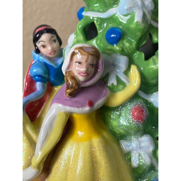 Disney Princess Porcelain Christmas Figurine Belle Cinderella Snow White LightUp - Picture 10 of 12